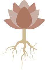 Minimalist Illustration of a Lotus with Roots