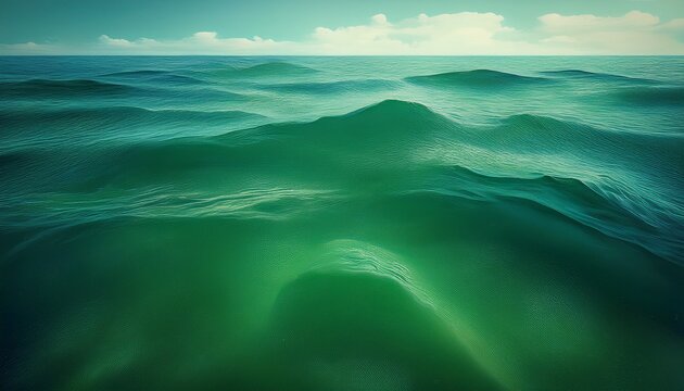 a green ocean with no visible objects