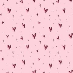 Seamless pattern pink heart
