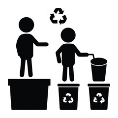 man and woman holding recycling bin