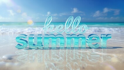 Hello Summer Text on Beach