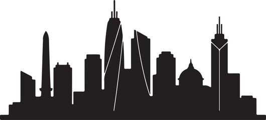 Modern City Skyline Silhouette with Skyscrapers