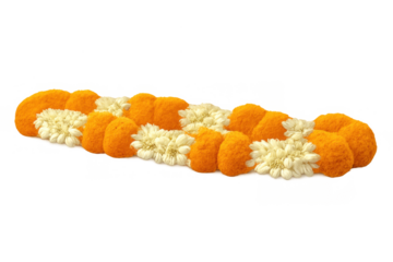 Marigold and jasmine flower garland for traditional indian decoration and religious ceremonies