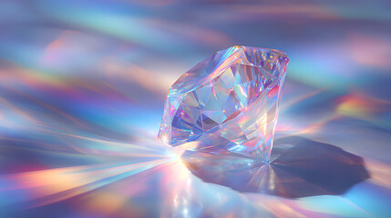 Sunlight creates a stunning aurora through prism and caustic shadow with glare blur splash and holographic abstract diamond background Stock Illustration