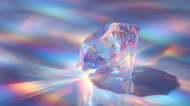 Sunlight creates a stunning aurora through prism and caustic shadow with glare blur splash and holographic abstract diamond background Stock Illustration