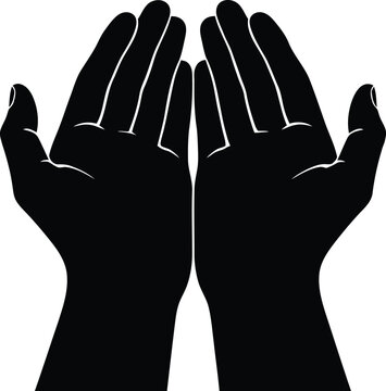 A pair of black silhouette hands with palms facing upwards