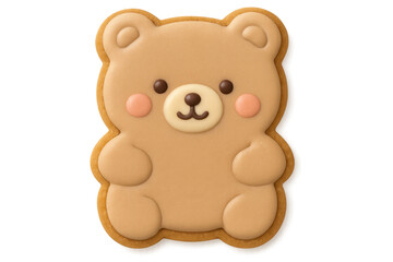 Fototapeta premium Cute teddy bear cookie with icing on transparent background