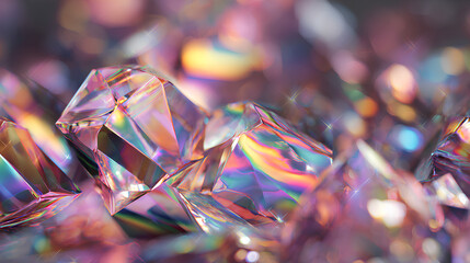 Surface with glowing holographic rainbow splash and lens effect light dispersion prism caustic shine sparkle in futuristic diamond poster style Stock Illustration