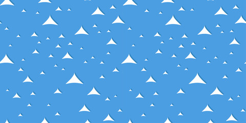 Abstract White Shapes on Blue Background. The image features a repeating pattern of white, tent-like shapes on a bright blue background.