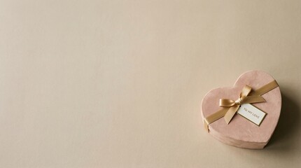 Valentine&rsquo;s Day premium advertising design for branding Elegant heart-shaped gift box with a ribbon on a soft, neutral background. Valentine&rsquo;s Day elegant background for commercial marketing