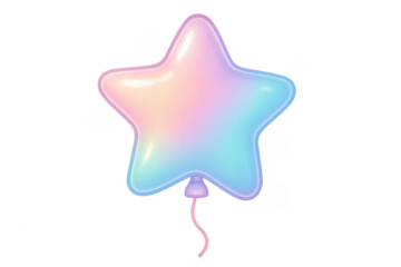 Iridescent pastel star balloon for celebration and party events