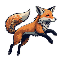 Obraz premium Stylized leaping fox. Antique block print style