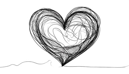 Abstract Scribbled Heart Shape Drawing.