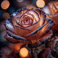 Surreal 3D Digital Art of a Rose with Cabbage-like Textures and Citrus Fruit Details