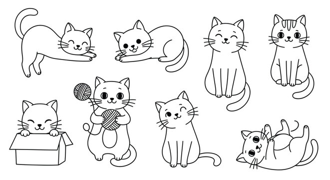 Cute cat doodle vector illustration cartoon kitten drawing hand drawn pet animal sketch isolated on