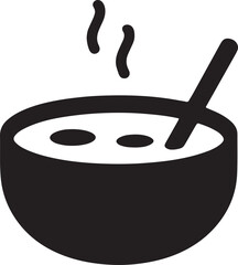 Hot Soup Bowl Silhouette Icon in Solid Style Representing Comfort Food and Warm Meals
