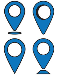 Set of location pin icons. Map marker pointer symbols, GPS location. Navigation map, location navigation icon, geo location point. Vector.