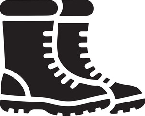 Snow Boots Silhouette Icon in Solid Style Representing Winter Footwear and Outdoor Gear
