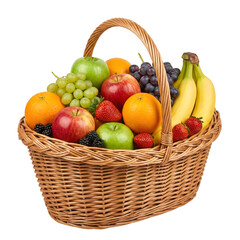 Wicker basket full of assorted fresh fruits
