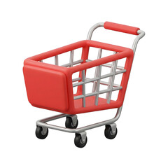 Red 3d shopping cart