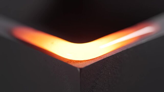Closeup of heated corner with glowing particles