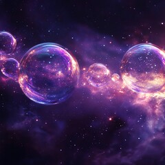 Cosmic Bubbles A Journey Through a Purple Nebula of Sparkling Lights and Gaseous Spheres  high resolution   for isolate image