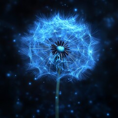 Glowing Blue Dandelion Abstract Nature Photography  high resolution   for isolate image
