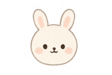 Cute bunny head illustration with transparent background