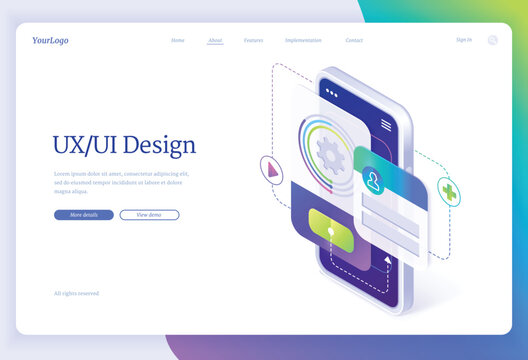 Ui ux design, user experience, isometric landing