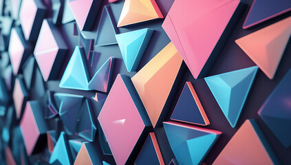 Vibrant geometric pattern with colorful triangles and shapes