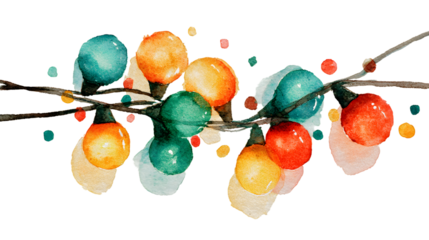 Vibrant watercolor fruit still life isolated on white background