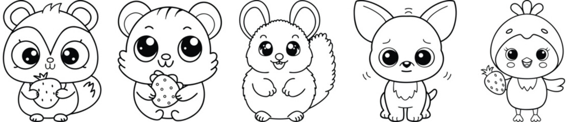 Adorable Cartoon Animals Collection Featuring Cute Owl, Bear, Rabbit, Fox And Bird Vector Illustration