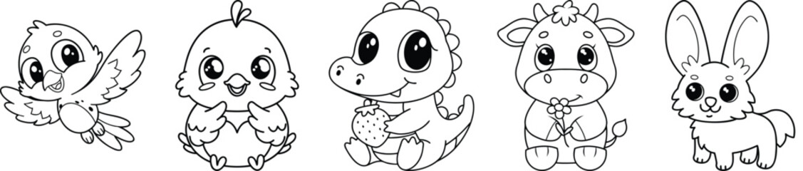 Adorable Animal Characters Set, Cute Cartoon Wildlife Illustrations For Childrens Books And Design Projects