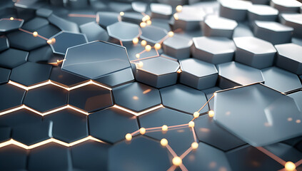 Modern hexagonal network structure with glowing connections