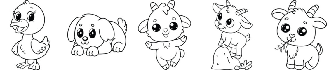 Adorable Kawaii Creatures Collection Featuring Unicorns And Dragons For Childrens Designs