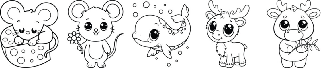 Adorable Cartoon Mice Collection Featuring Cute Rodents And Bubble Designs For Childrens Illustrations