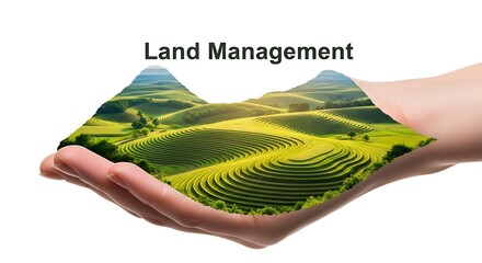Land Management Concept - Cultivated Fields in Hand, Sustainable Agriculture.