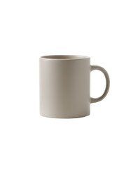 3D Plain ceramic coffee mug mockup on a white cut out, no logo, no text, minimalist product photography on white isolated transparent background. PNG.