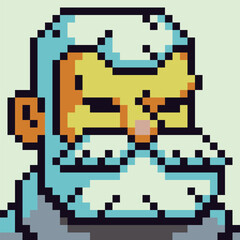 Pixel art avatar of bearded man with neutral expression. Retro 8-bit style game characters, profile icons, avatars, UI elements, stickers, and indie digital projects.
