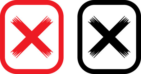 Obraz premium Minimalist red and black cross icons