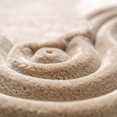 Close Up Macro Of A Swirling Textured Beige Organic Pattern On A Soft Fabric Surface With Shallow Depth Of Field