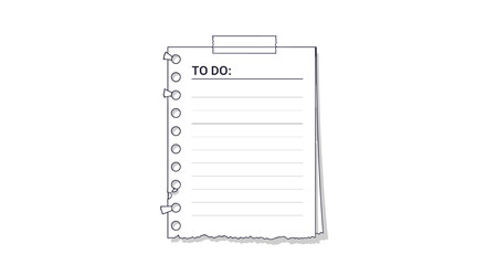 Simple to do list template on a piece of torn notebook paper with holes and tape for planning and organization tasks.