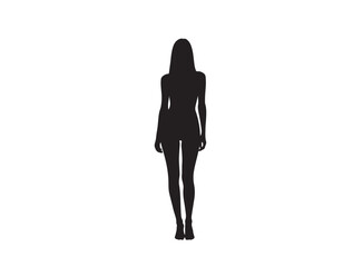  Contemporary female body shape, balanced proportions white background.
