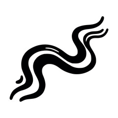 Fototapeta premium Black wavy line vector illustration. Abstract flowing smoke, vapor, or smell icon isolated on white for minimalist graphic design.
