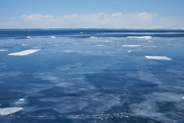 北海道　船上から見たオホーツク海の流氷