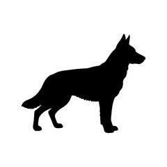 Dog Silhouette Standing Profile Isolated on White