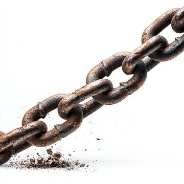 Old Rusty Chain Link Breaking, Concept of Freedom  high resolution   for isolate image
