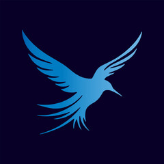 Obraz premium Graceful blue bird silhouette in flight capturing elegance and freedom Vector