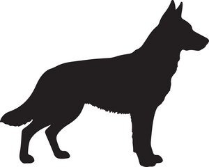 Dog Silhouette Standing Profile Isolated on White