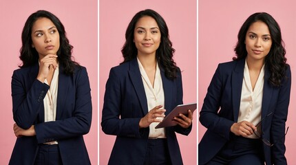 Confident Professional Businesswoman Portrait Set for Corporate Branding, Confident Businesswoman Leadership and Career Concept